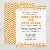 オレンジホワイトヘリンボーン結婚式招待状 招待状 (正面/裏面)