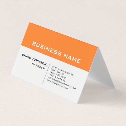 オレンジホワイトミニマモダンリスト 名刺 (正面)