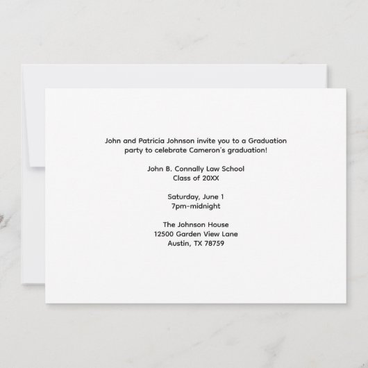 オレンジホワイトメディカルスクールフォト卒業パーティー 招待状 (裏面)