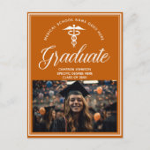 オレンジホワイトメディカルスクール写真卒業 案内ポストカード (正面)