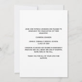 オレンジホワイトメディカルスクール写真卒業 案内状 (裏面)