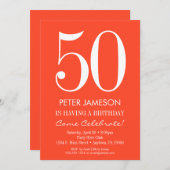 オレンジホワイトモダン大人誕生日招待状 招待状 (正面/裏面)