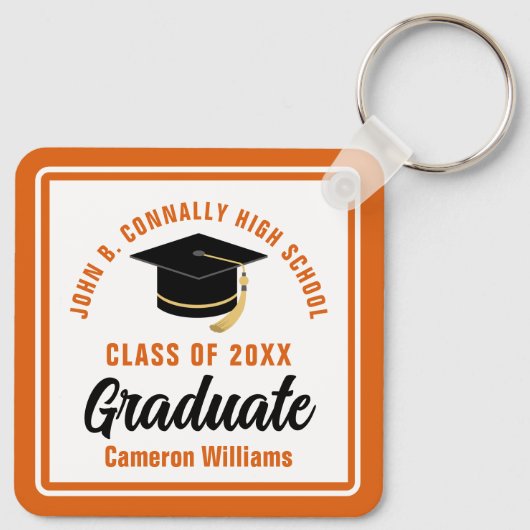 オレンジホワイト卒業生2023年パーソナライズされた卒業 キーホルダー (裏面)