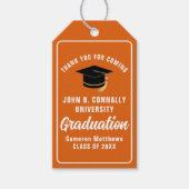 オレンジホワイト大学院カスタム卒業式パーティー ギフトタグ (正面)