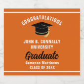 オレンジホワイト大学院カスタム卒業式パーティー ビールラベル (シングルラベル)