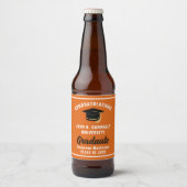 オレンジホワイト大学院カスタム卒業式パーティー ビールラベル (正面)