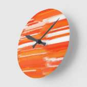 オレンジホワイト抽象芸術絵画ズ ラウンド壁時計 (傾斜)