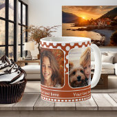 オレンジホワイト水玉模様ファミリーフォトマグカップ コーヒーマグカップ