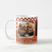 オレンジホワイト水玉模様ファミリーフォトマグカップ コーヒーマグカップ (左)