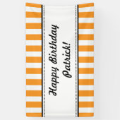 オレンジホワイト誕生日バナストライプー 横断幕 (縦)