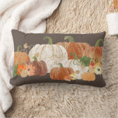 オレンジホワイト金ゴールドカボチャ秋オータムカントリー ランバークッション (ブランケット)