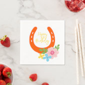 オレンジホースシューイエローハッピーバースデー花おもしろい スタンダードカクテルナプキン (インサイチュ)