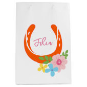 オレンジホースシューピンク名花バーンドガールズ ミディアムペーパーバッグ (正面)