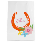 オレンジホースシューピンク名花バーンドガールズ ミディアムペーパーバッグ (裏面)