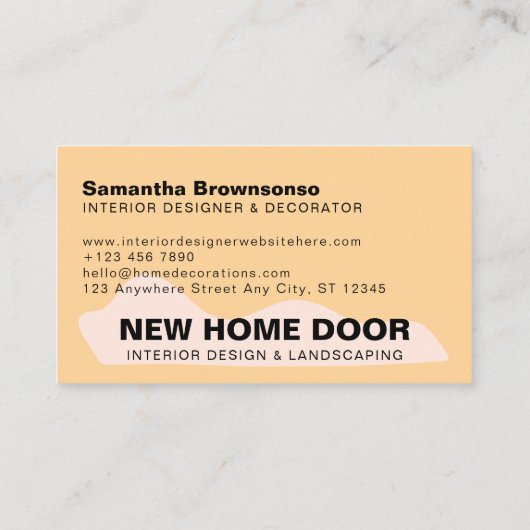 オレンジホームインテリアソファランププラントデコレーション 名刺 (裏面)