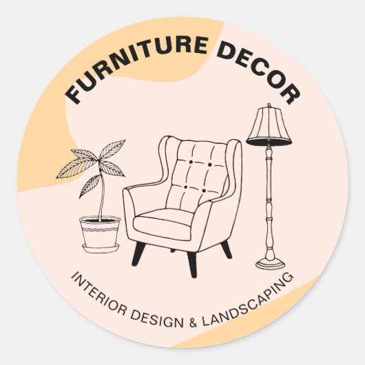 オレンジホームインテリアソファランププラントデコール ラウンドシール (正面)