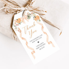 オレンジボウカボチャ赤ちゃんシャワーメッセージカード ギフトタグ