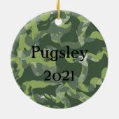 オレンジボウ付きペットフォトカモフラージュ セラミックオーナメント (裏面)