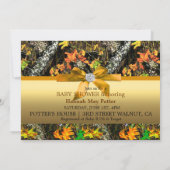 オレンジボウ迷彩柄ベビーシャワーパーティの招待状 招待状 (裏面)