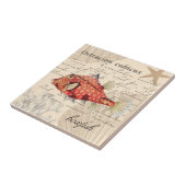 オレンジボクフィッシュイラストレーション🐡航海のヴィンテージ タイル (側面)