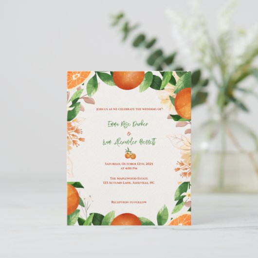 オレンジボタニカルシトラスオーチャード結婚式招待状 (スタンド正面)