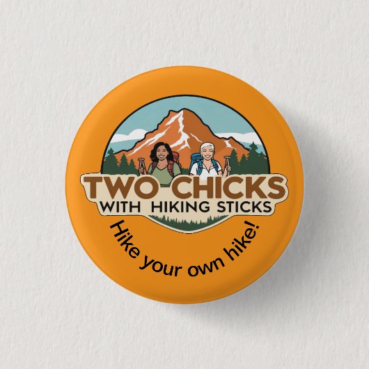 オレンジボタン:Two Chicks 缶バッジ (正面)