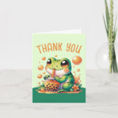 オレンジボバを飲むグリーンカエル サンキューカード (正面)