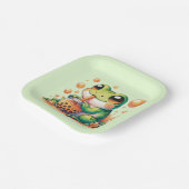 オレンジボバを飲むグリーンカエル ペーパープレート (傾斜あり)