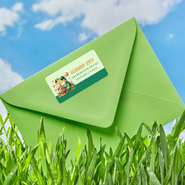 オレンジボバを飲むグリーンカエル ラベル