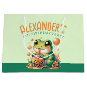 オレンジボバを飲むグリーンカエル ラージペーパーバッグ (正面)