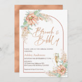 オレンジボホカクタスブランチバブリーブライダルシャワー 招待状 (正面/裏面)