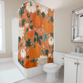 オレンジボホカボチャ秋の花のパターン シャワーカーテン (インサイチュ)