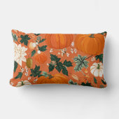 オレンジボホカボチャ秋の花のパターン ランバークッション (正面)