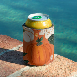 オレンジボホカボチャ秋の花のパターン 缶クーラー
