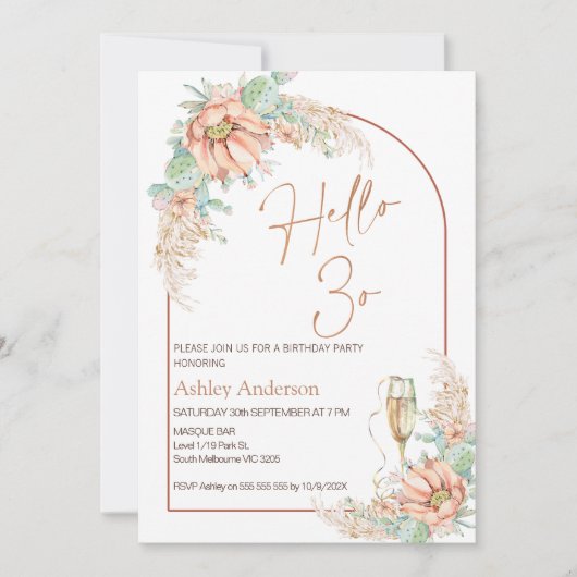 オレンジボホサボス30th誕生日パーティの招待状 招待状 (正面)