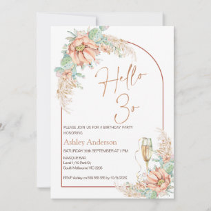 オレンジボホサボス30th誕生日パーティの招待状 招待状