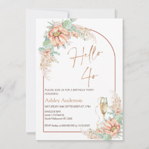 オレンジボホサボス40歳の誕生日パーティの招待状 招待状