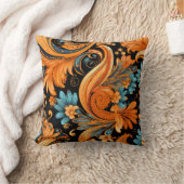 オレンジボホペイズリーシームレスパターン クッション (ブランケット)