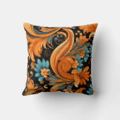 オレンジボホペイズリーシームレスパターン クッション (裏面)