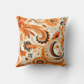 オレンジボホペイズリーシームレスパターン クッション (裏面)