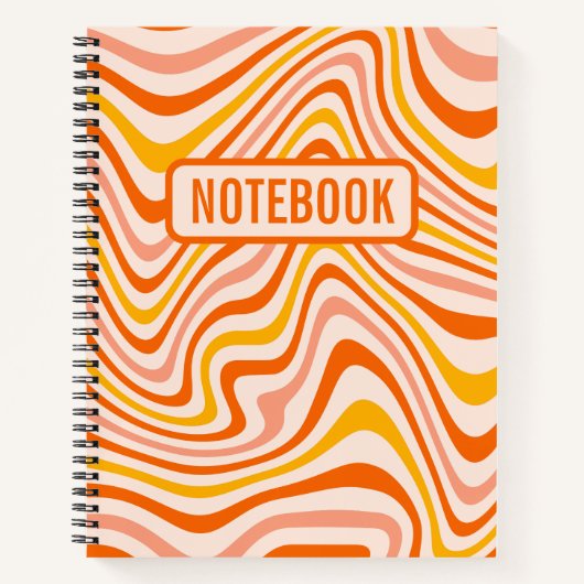 オレンジボホレトロ抽象芸術波線 ノートブック (正面)