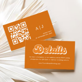 オレンジボホレトロ70s結婚詳細Qrコード エンクロージャーカード