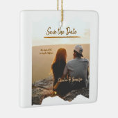 オレンジボホ写真付きモダンカップル名を保存 セラミックオーナメント (右)