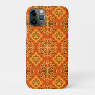 オレンジボホ抽象芸術花模様装飾品 iPhone 11 PROケース
