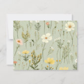 オレンジボホ春ワイルドフラワーパターンスクリプト ノートカード (裏面)