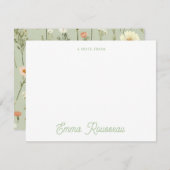 オレンジボホ春ワイルドフラワーパターンスクリプト ノートカード (正面/裏面)