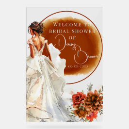 オレンジボホ素朴サンセットブライダルシャワー アクリルサイン