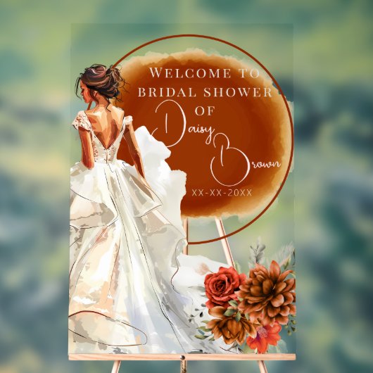 オレンジボホ素朴サンセットブライダルシャワー アクリルサイン (ニュートラル)