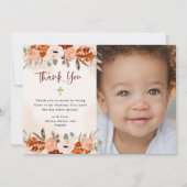 オレンジボホ |水彩赤面バプテスマ写真 サンキューカード (正面)