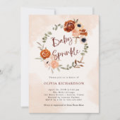 オレンジボホ|水彩赤面ベビー 招待状 (正面)